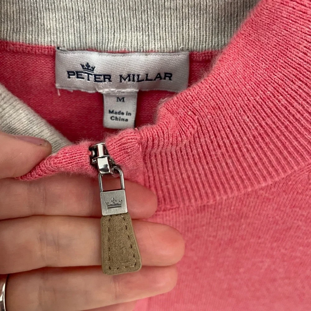 Peter Millar Crown Soft Cashmere Silk Pima Cotton 1/4 Zip Sweater Vest Golf B